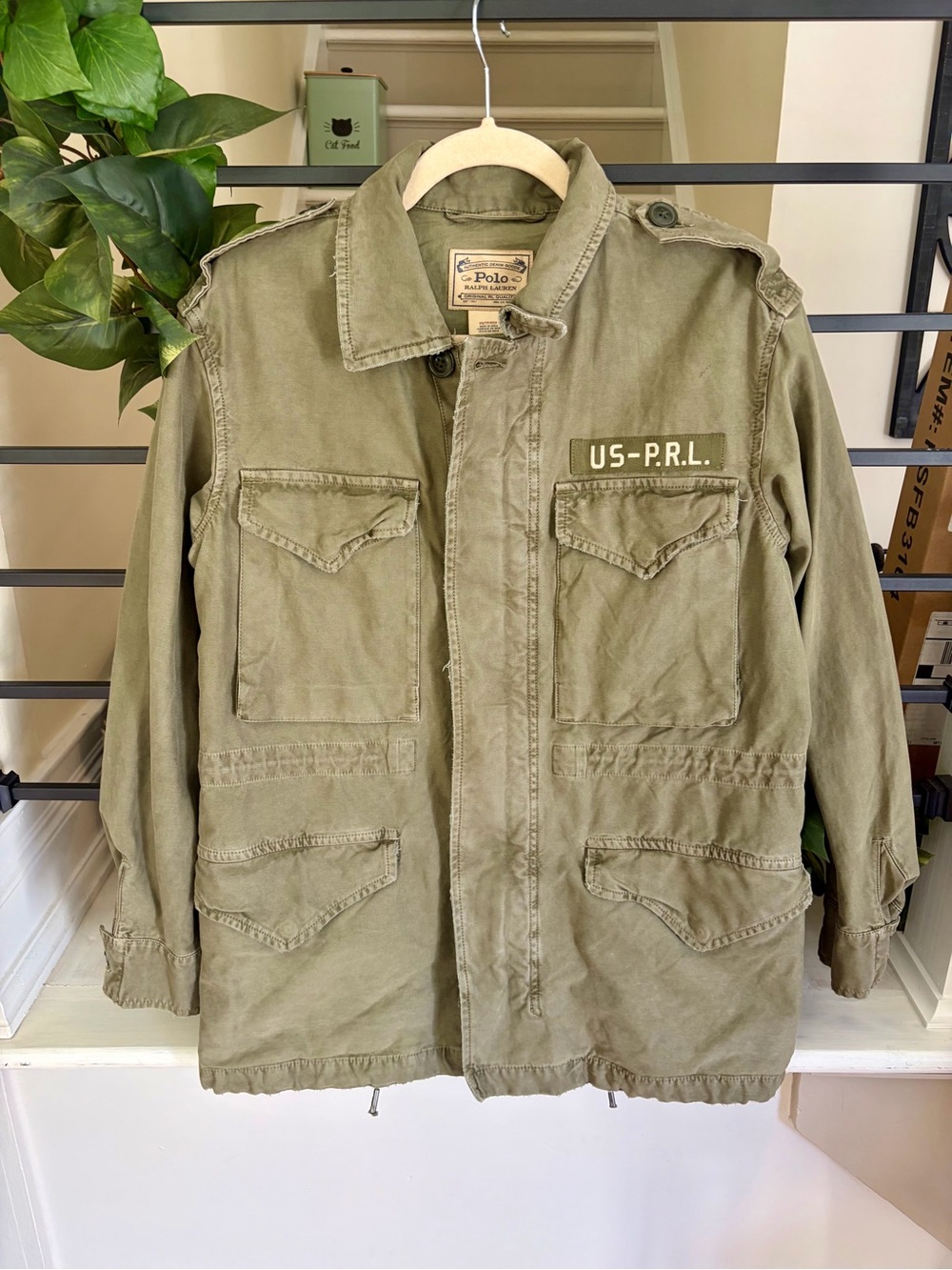 Polo Ralph Lauren Olive Military Utility Field Jacket XS Army Green Cotton